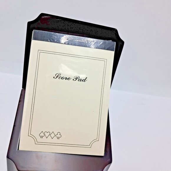 Solid Wood Playing Card Storage Box-Score Pad-Pencils-2 Decks of Cards-VTG - Picture 9 of 16